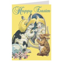 Bunny Easter Bonnet Easter Card ~ England